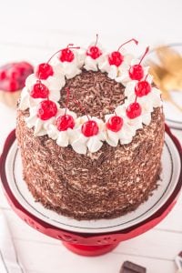 Black Forest Cake on a cake stand