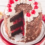 Black Forest Cake with a slice cut out
