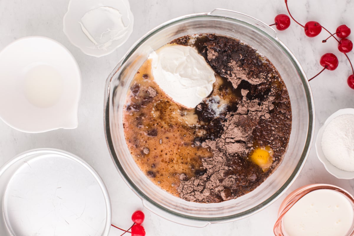 Put cake ingredients into bowl