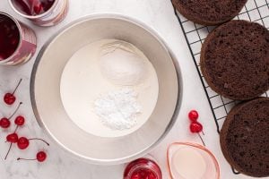 ingredients for frosting in a bowl
