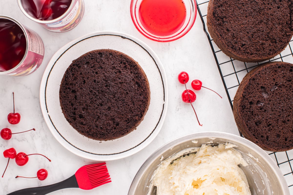 put a piece of cake on the plate