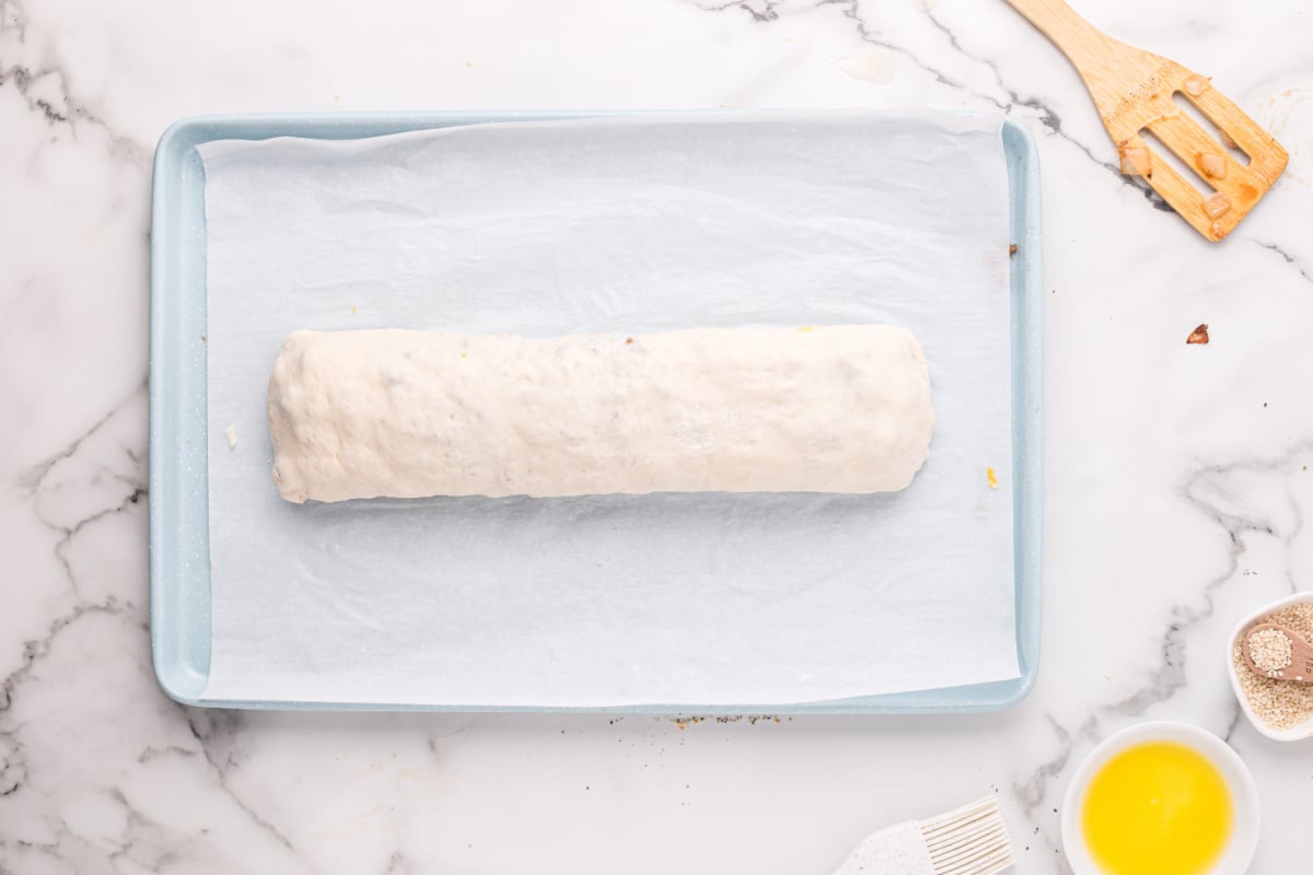 dough rolled up into a log shape