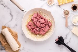 beef added to pan