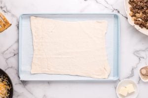 pizza dough rolled out