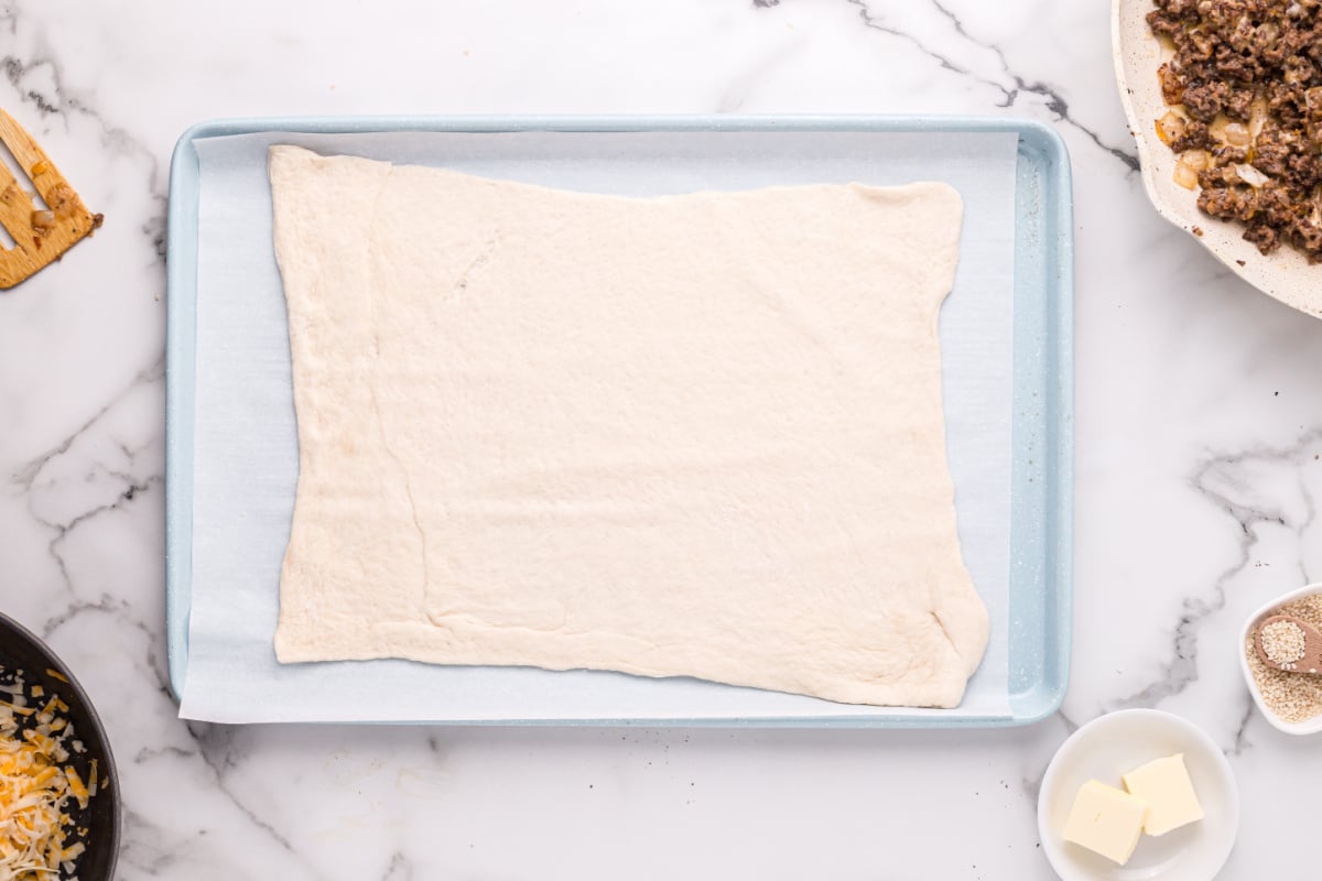 pizza dough rolled out