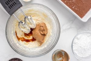 peanut butter, and vanilla extract added to the bowl