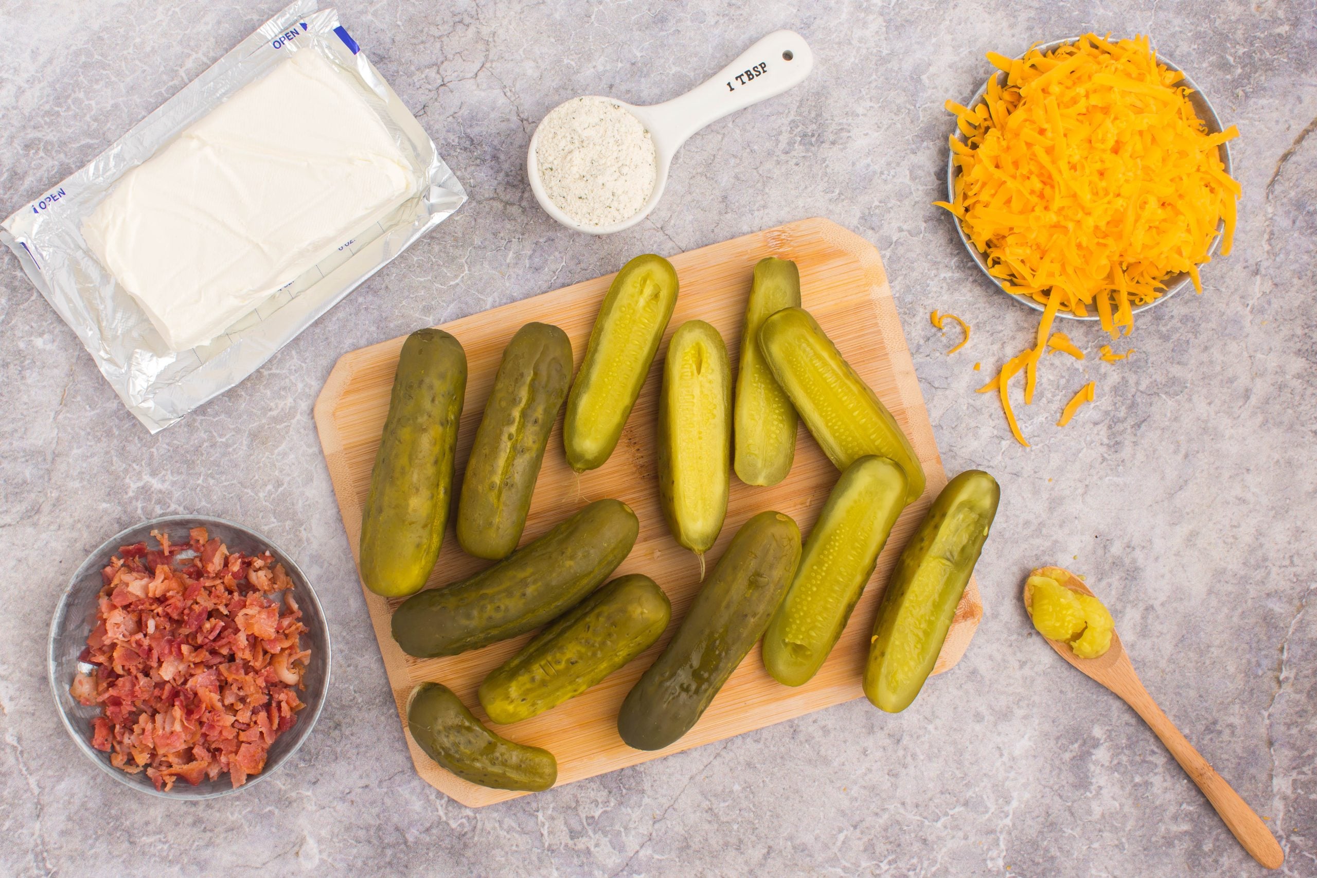 ingredients for stuffed dill pickles