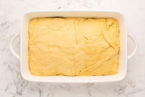 dough paced on top of cheese slices