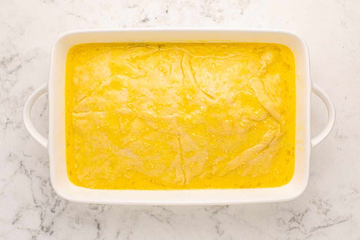 butter mixture brushed on top of dough