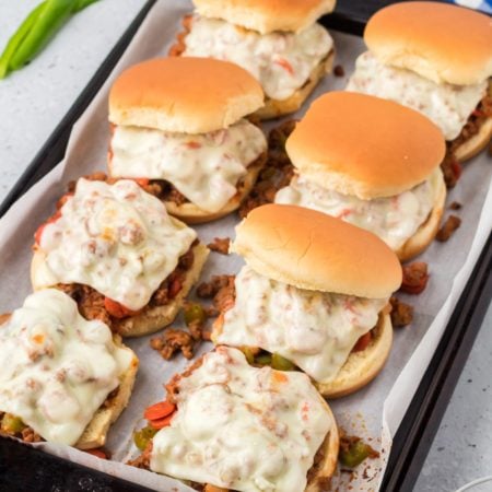 Pizza Sloppy Joes on a baking dish