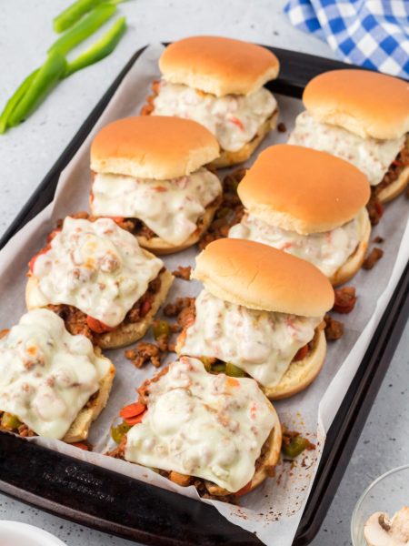 Pizza Sloppy Joes on a baking dish