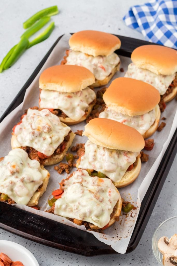 Pizza Sloppy Joes on a baking dish