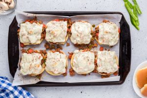 cheese melted on top of meat mixture