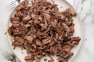 shredded beef on a plate