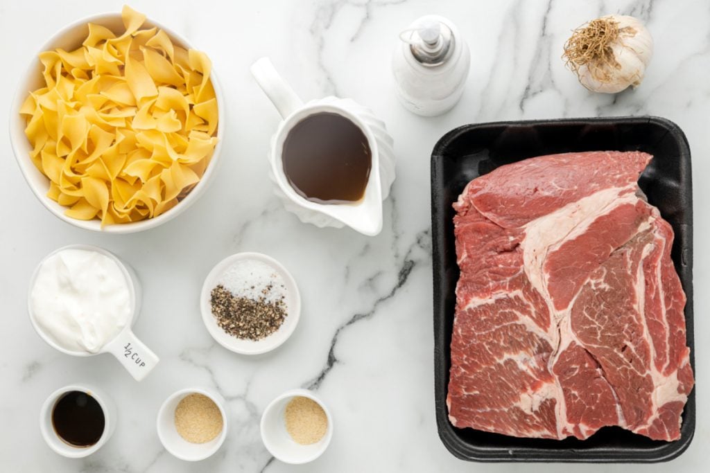 Ingredients for Slow Cooker Beef and Noodles