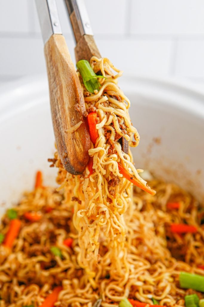 Slow cooker asian beef ramen noodles