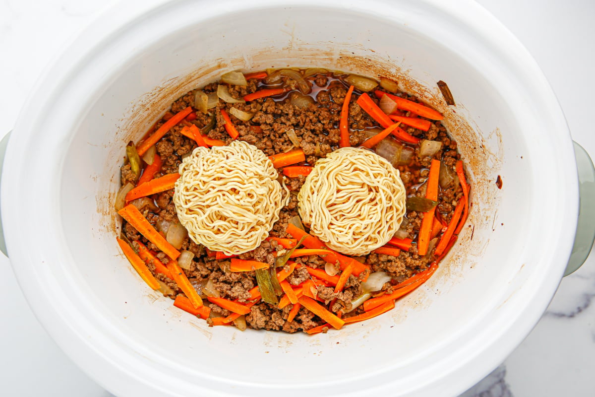 noodles added to slow cooker