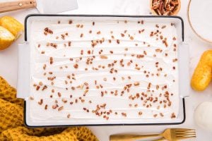 chopped pecans added on top of cake