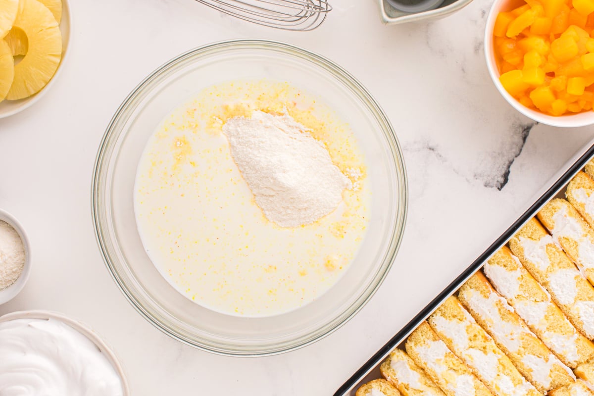 pudding mix with the milk in a large bowl