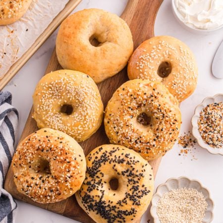 2 Ingredient Bagels on a cutting board