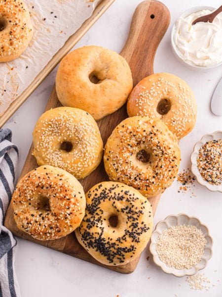2 Ingredient Bagels on a cutting board