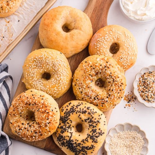 2 Ingredient Bagels on a cutting board