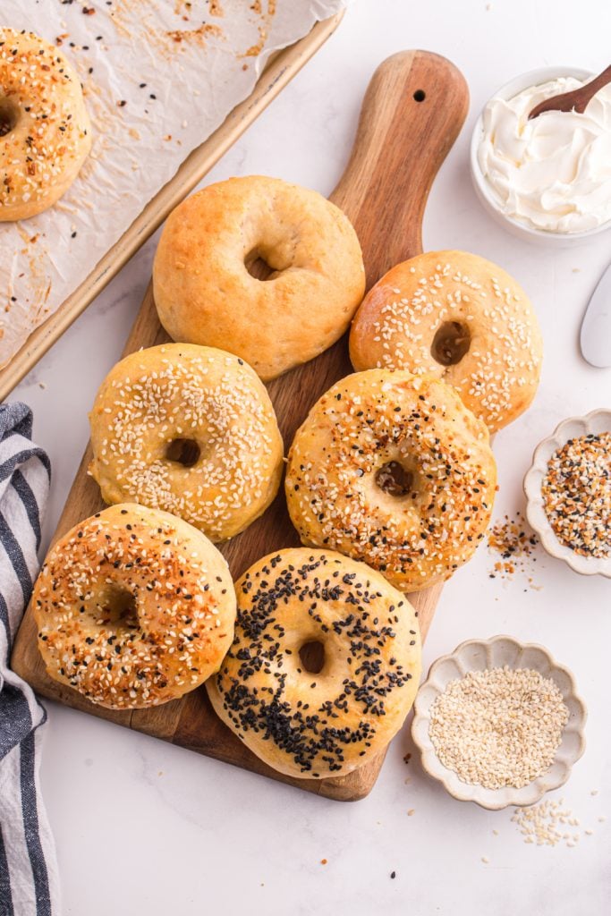 2 Ingredient Bagels on a cutting board