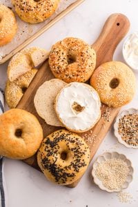 2 Ingredient Bagels on a cutting board