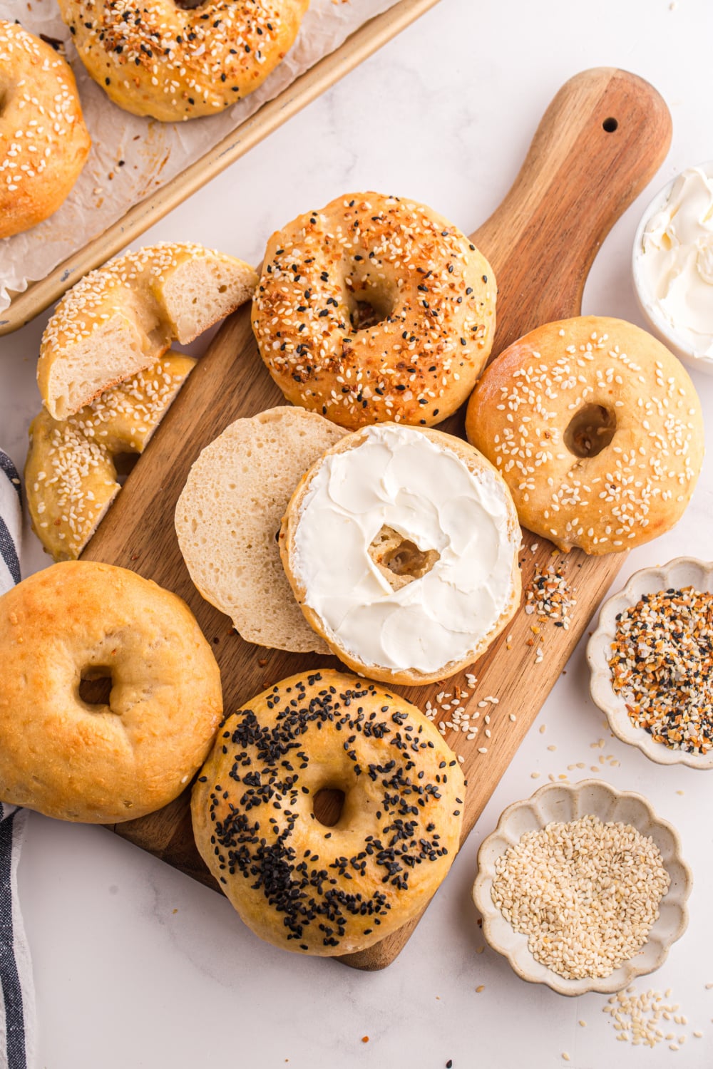 2 Ingredient Bagels on a cutting board