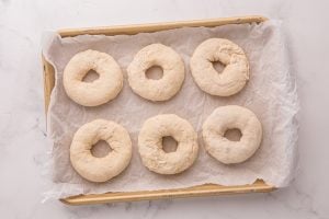 bagels on a baking sheet