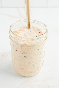Birthday Cake Overnight Oats in a jar