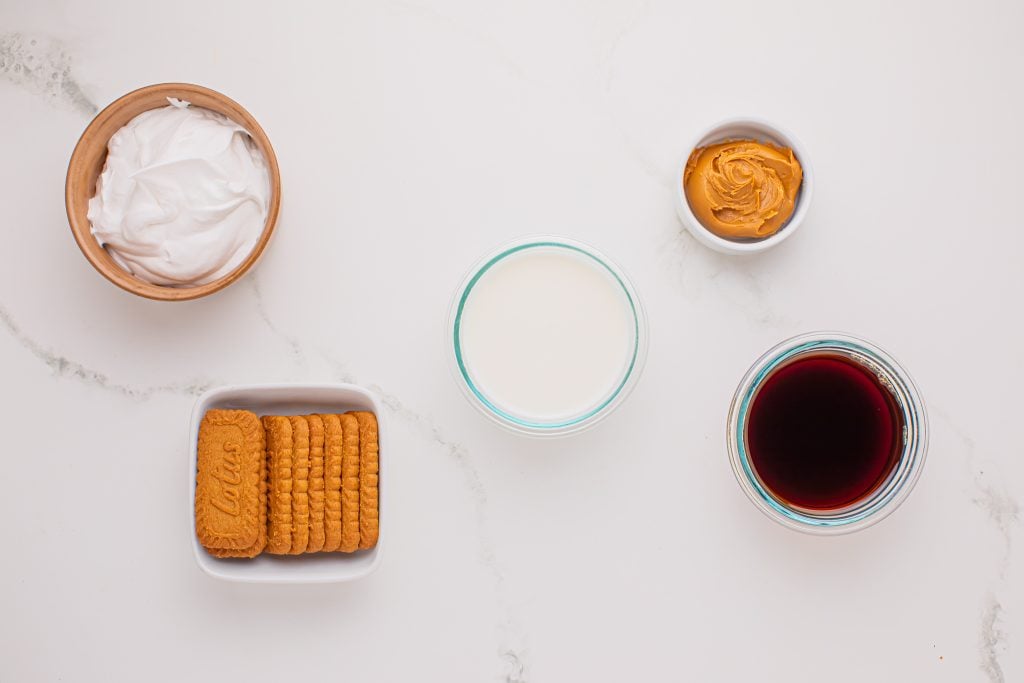 ingredients for Biscoff Cookie Butter Latte