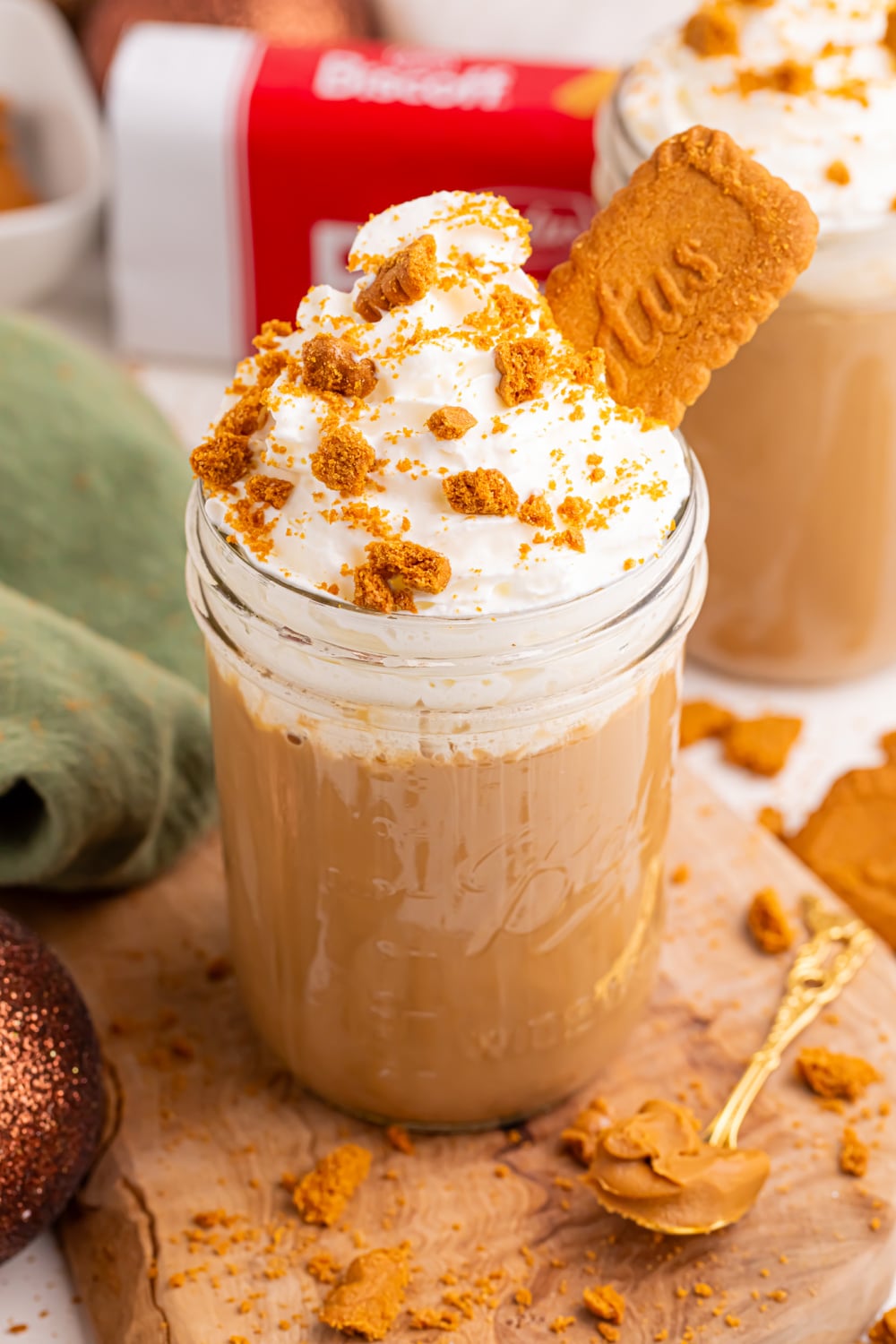 Biscoff Cookie Butter Latte in a glass