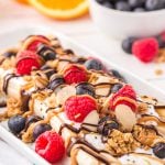 Healthy Breakfast Banana Split on a plate