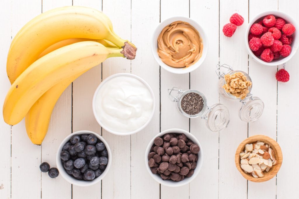 ingredients for Healthy Breakfast Banana Split