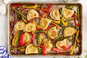 cooked Sheet Pan Pierogi Dinner