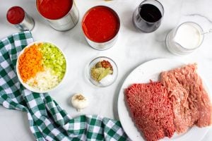 ingredients for Slow Cooker Bolognese Sauce
