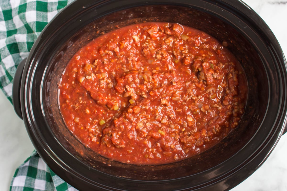 Slow Cooker Bolognese Sauce in a crock pot