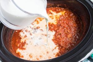 half and half added to slow cooker