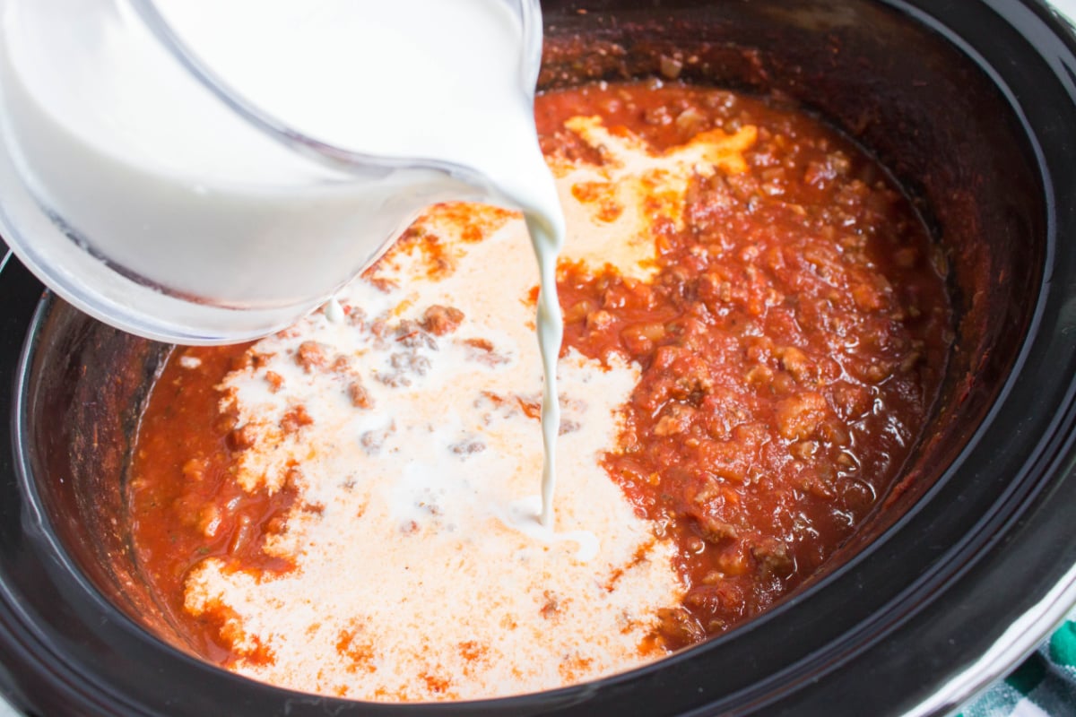 half and half added to slow cooker