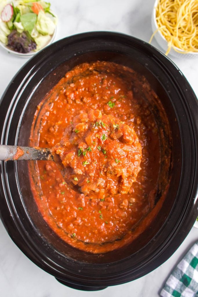 Slow Cooker Bolognese Sauce in a crock pot