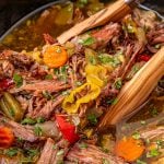 Slow Cooker Chicago Italian Beef in a crockpot