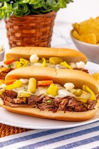 Slow Cooker Chicago Italian Beef Sandwiches on a plate