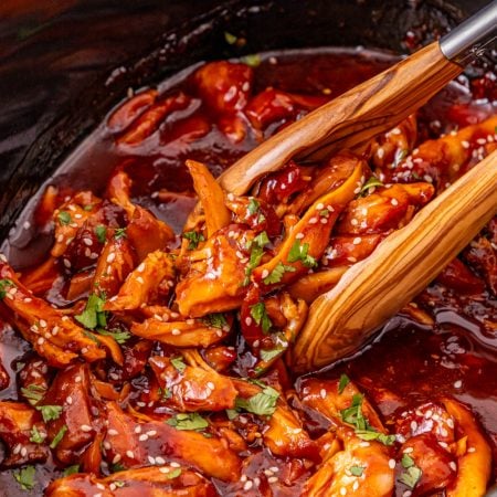 Slow Cooker Honey Garlic Chicken in a crock pot