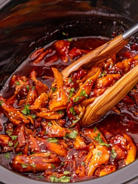 Slow Cooker Honey Garlic Chicken in a crock pot
