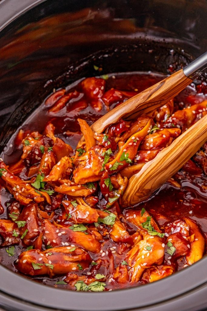 Slow Cooker Honey Garlic Chicken in a crock pot