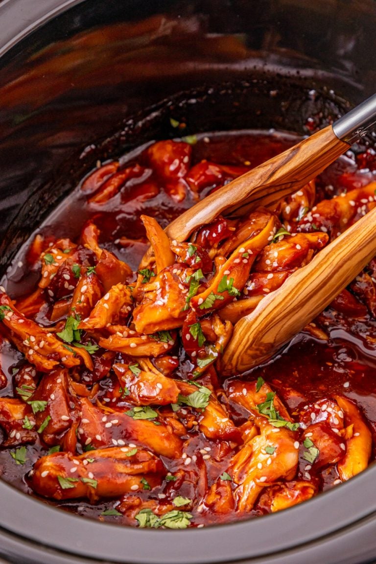 Slow Cooker Honey Garlic Chicken in a crock pot