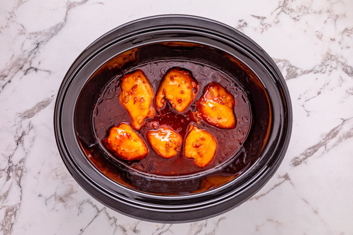 cooked chicken in slow cooker