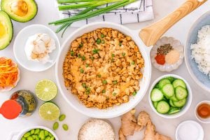 3 tablespoons of bang bang sauce added to pan