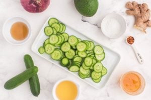 sliced cucumbers on a plate